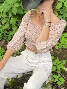 Xhilaration Floral Milkmaid Croptop